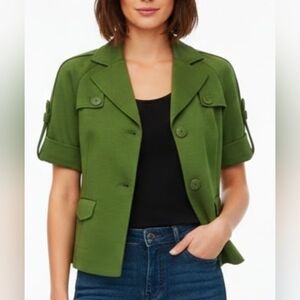 Ann Taylor Loft Army Green Cropped Blazer Size 2